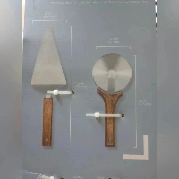 Pizza tools roller kitchen utensils cutter triangle cake serving wooden handle - Picture 5 of 6